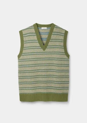 Green Grid Fair-Isle Vest